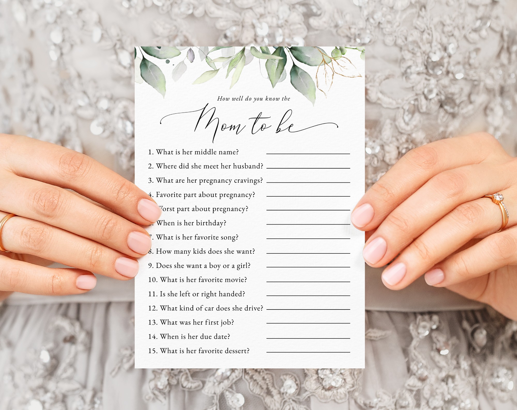 Greenery and Gold Baby Shower Games, Set of 3 Games, Gender Neutral Baby Shower, Printable File, Edit Yourself, SH201