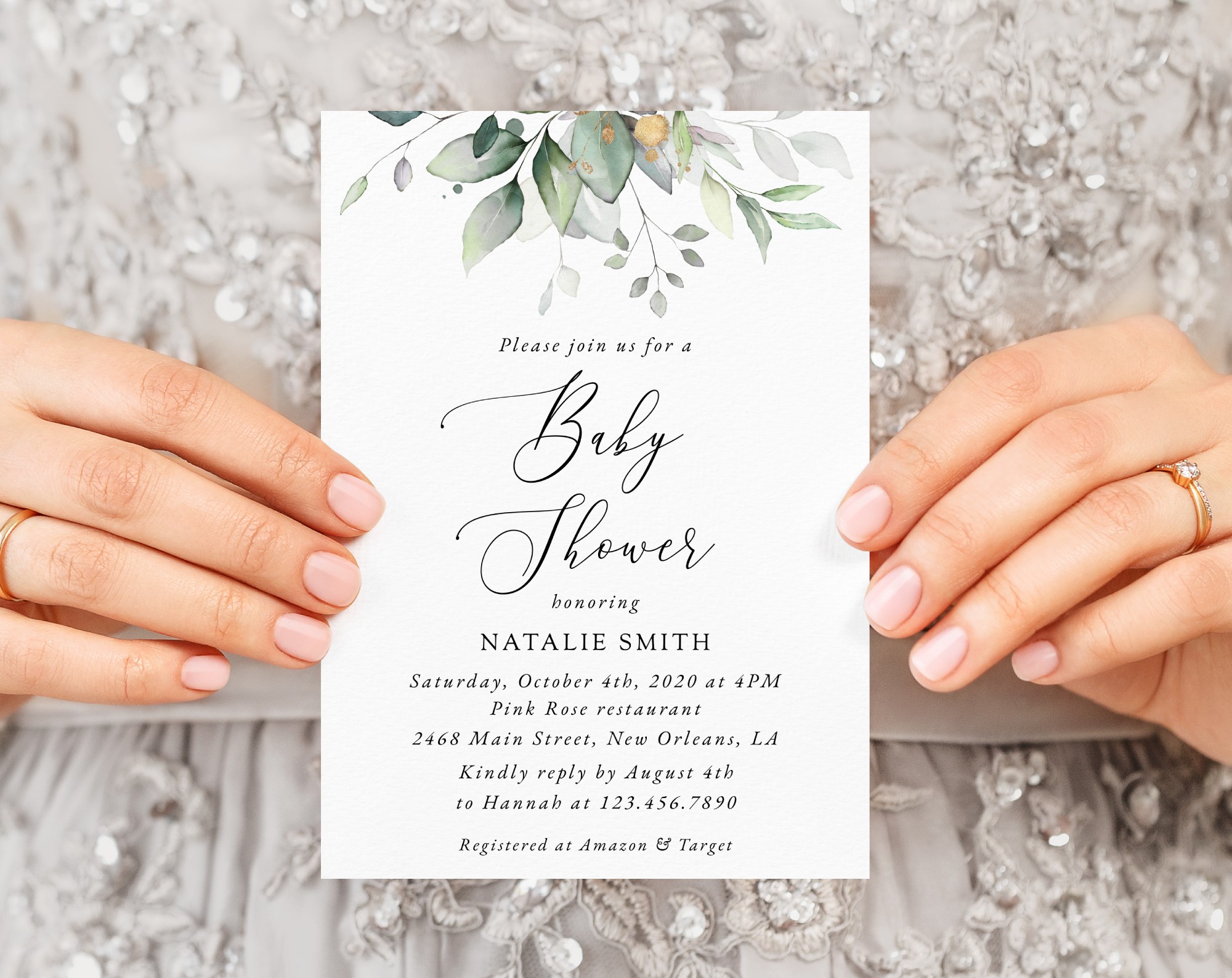 Greenery and Gold Baby Shower Invitation, Gender Neutral Baby Shower, Printable File, Edit Yourself, SH201 Greenery and Gold Baby Shower Invitation, Gender Neutral Baby Shower, Printable File, Edit Yourself, SH201