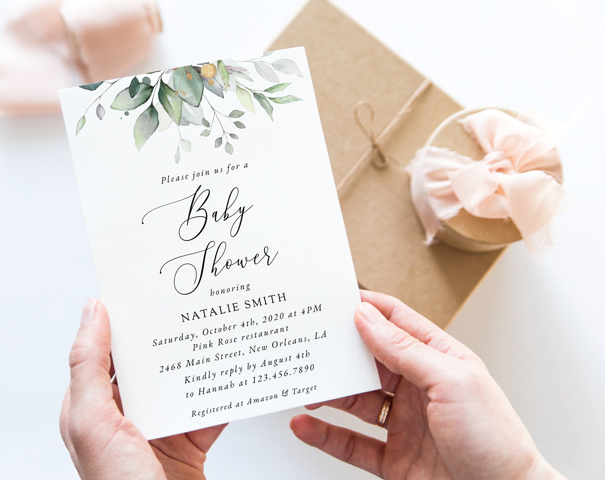 Greenery and Gold Baby Shower Invitation, Gender Neutral Baby Shower, Printable File, Edit Yourself, SH201 Greenery and Gold Baby Shower Invitation, Gender Neutral Baby Shower, Printable File, Edit Yourself, SH201