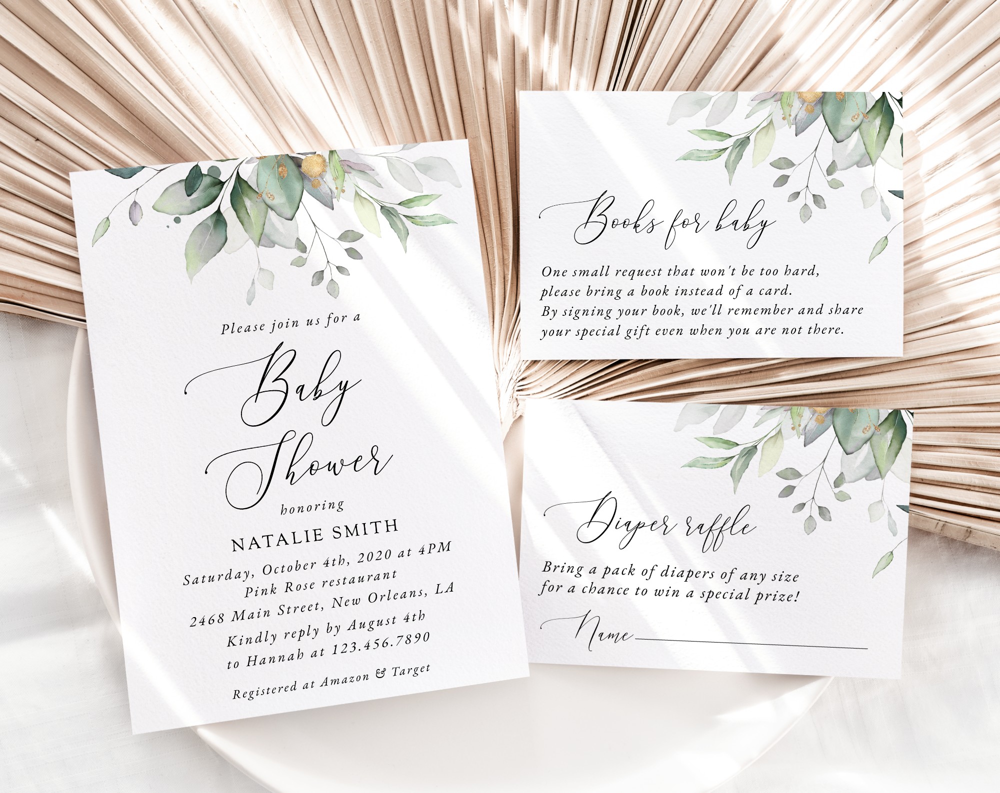 Greenery and Gold Baby Shower Invitation Suite, Gender Neutral Baby Shower, Printable File, Edit Yourself, SH201 Greenery and Gold Baby Shower Invitation Suite, Gender Neutral Baby Shower, Printable File, Edit Yourself, SH201
