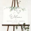 Greenery and Gold Welcome Sign, Baby Shower Sign, Gender Neutral Baby Shower, Printable File, Edit Yourself, SH201
