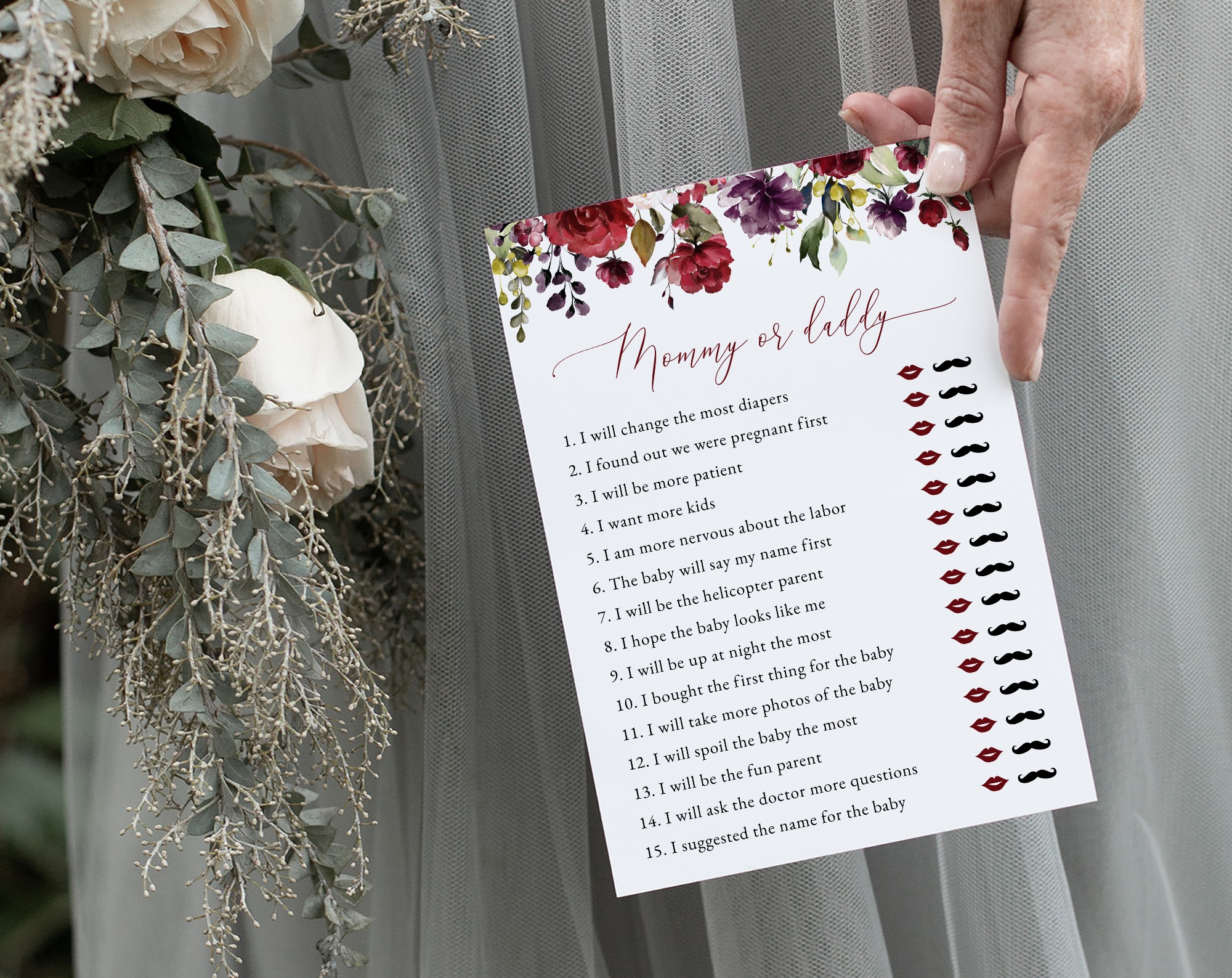 Burgundy, Purple and Blush Flowers Baby Shower Games, Set of 3 Games, Girl Baby Shower, Printable File, Edit Yourself, SH202 Burgundy, Purple and Blush Flowers Baby Shower Games, Set of 3 Games, Girl Baby Shower, Printable File, Edit Yourself, SH202