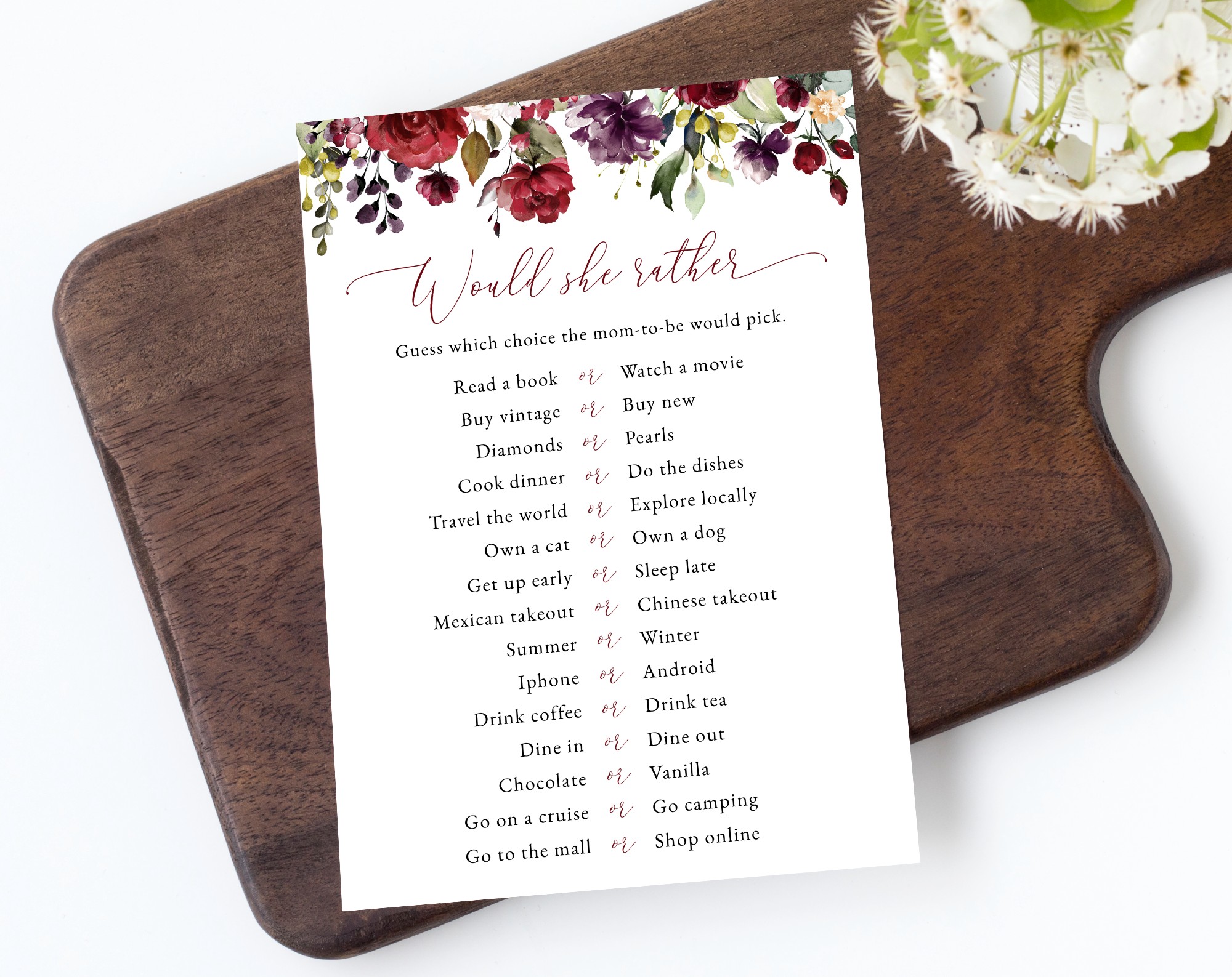 Burgundy, Purple and Blush Flowers Baby Shower Games, Set of 3 Games, Girl Baby Shower, Printable File, Edit Yourself, SH202 Burgundy, Purple and Blush Flowers Baby Shower Games, Set of 3 Games, Girl Baby Shower, Printable File, Edit Yourself, SH202