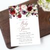 Burgundy, Purple and Blush Flowers Baby Shower Invitation, Girl Baby Shower, Printable File, Edit Yourself, SH202