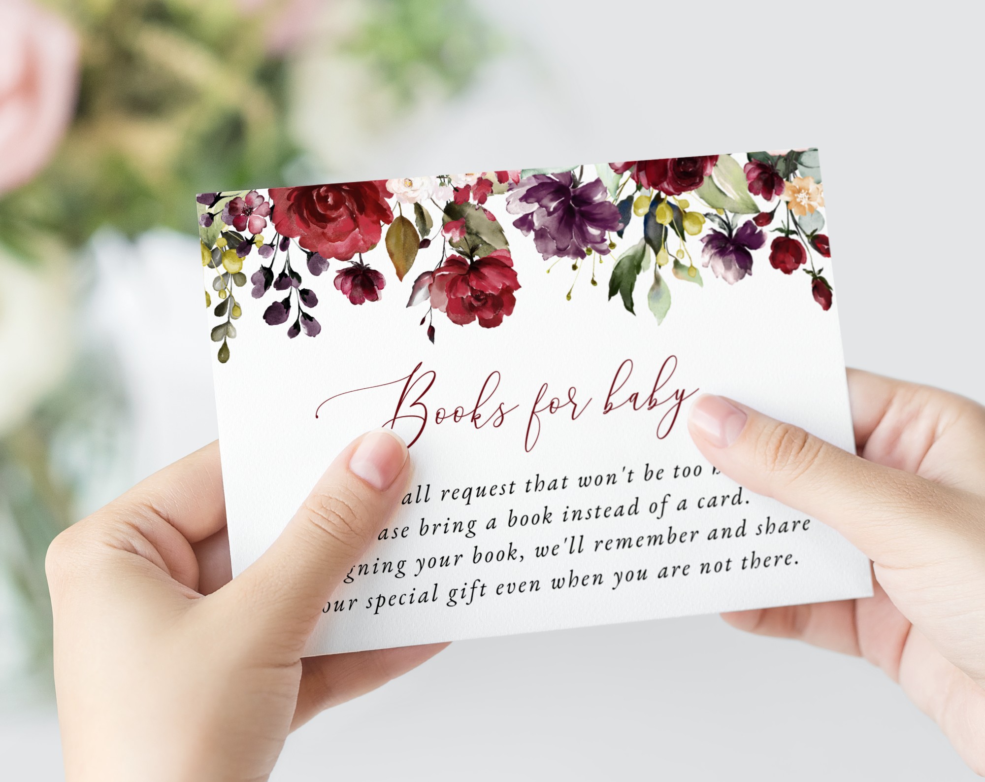 Burgundy, Purple and Blush Flowers Baby Shower Invitation Suite, Girl Baby Shower, Printable File, Edit Yourself, SH202 Burgundy, Purple and Blush Flowers Baby Shower Invitation Suite, Girl Baby Shower, Printable File, Edit Yourself, SH202