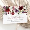 Burgundy, Purple and Blush Flowers Thank You Card, Girl Baby Shower, Printable File, Edit Yourself, SH202