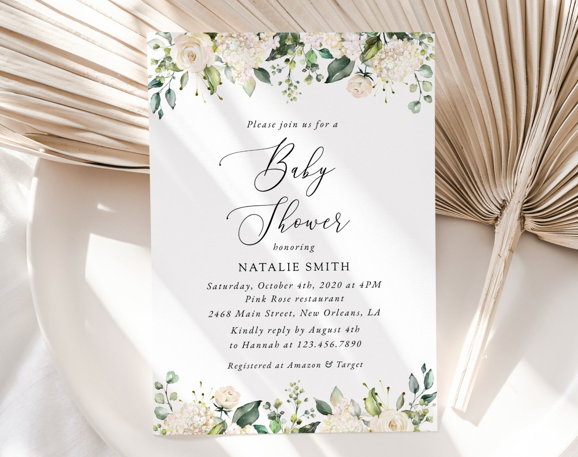 Cream White Flowers Baby Shower Invitation, Girl Baby Shower, Printable File, Edit Yourself, SH203 Cream White Flowers Baby Shower Invitation, Girl Baby Shower, Printable File, Edit Yourself, SH203