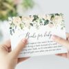 Cream White Flowers Baby Shower Invitation Suite, Girl Baby Shower, Printable File, Edit Yourself, SH203