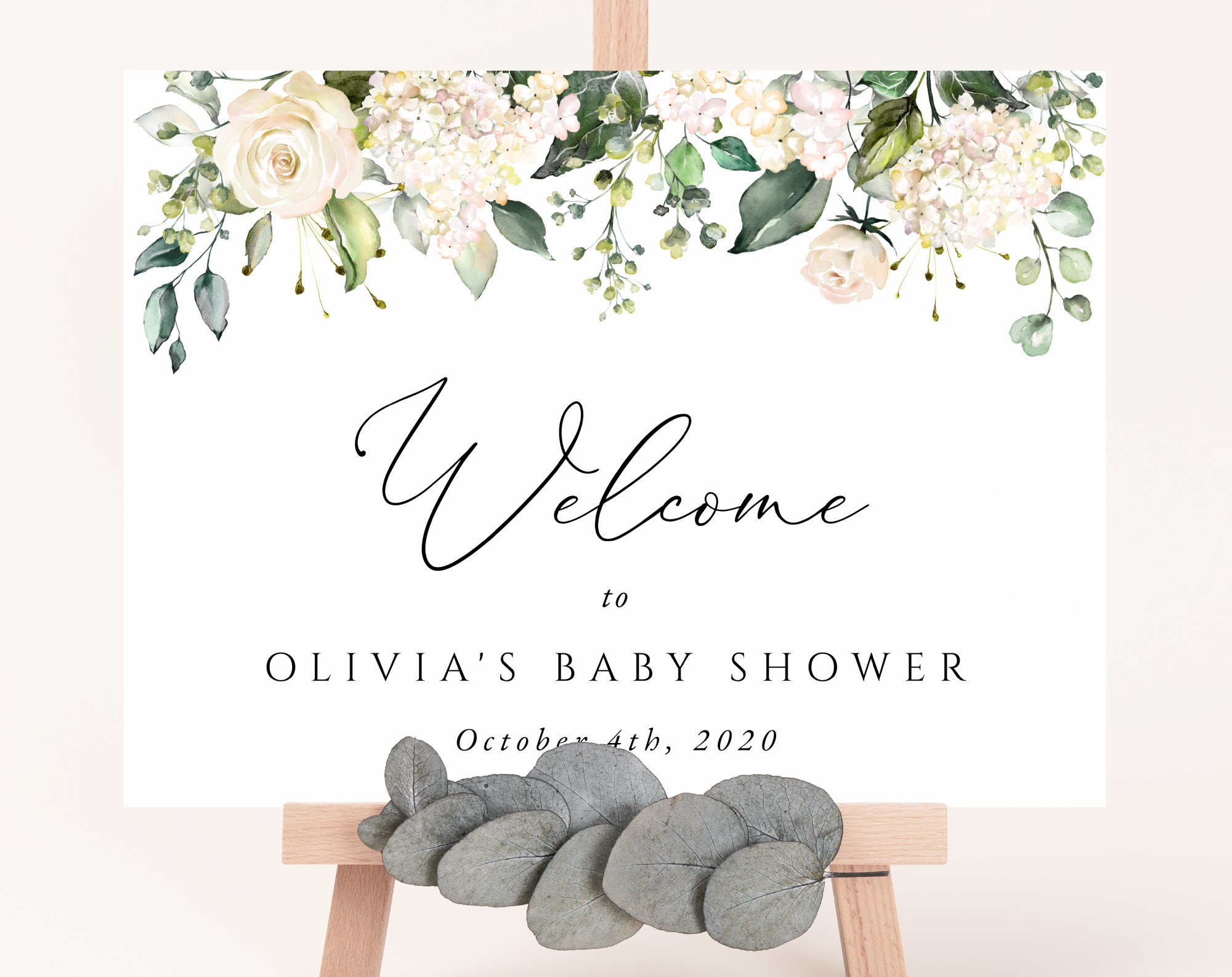 Cream White Flowers Welcome Sign, Baby Shower Sign, Girl Baby Shower, Printable File, Edit Yourself, SH203 Cream White Flowers Welcome Sign, Baby Shower Sign, Girl Baby Shower, Printable File, Edit Yourself, SH203