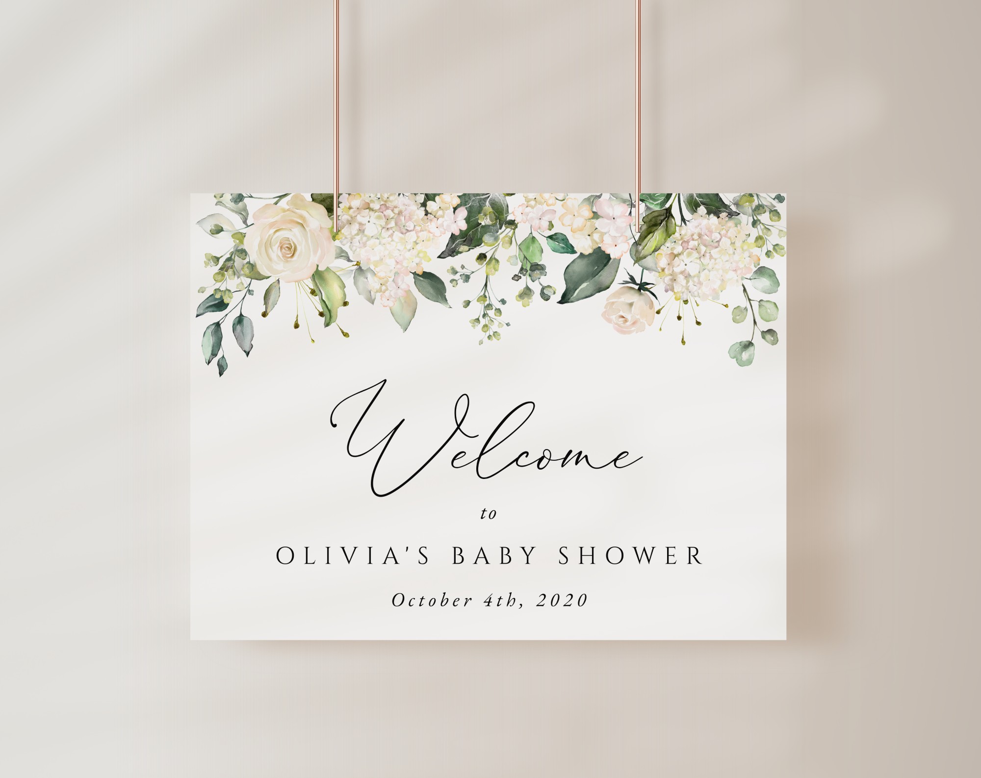 Cream White Flowers Welcome Sign, Baby Shower Sign, Girl Baby Shower, Printable File, Edit Yourself, SH203 Cream White Flowers Welcome Sign, Baby Shower Sign, Girl Baby Shower, Printable File, Edit Yourself, SH203