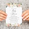Pink, Orange and White Flowers Baby Shower Invitation, Girl Baby Shower, Printable File, Edit Yourself, SH204