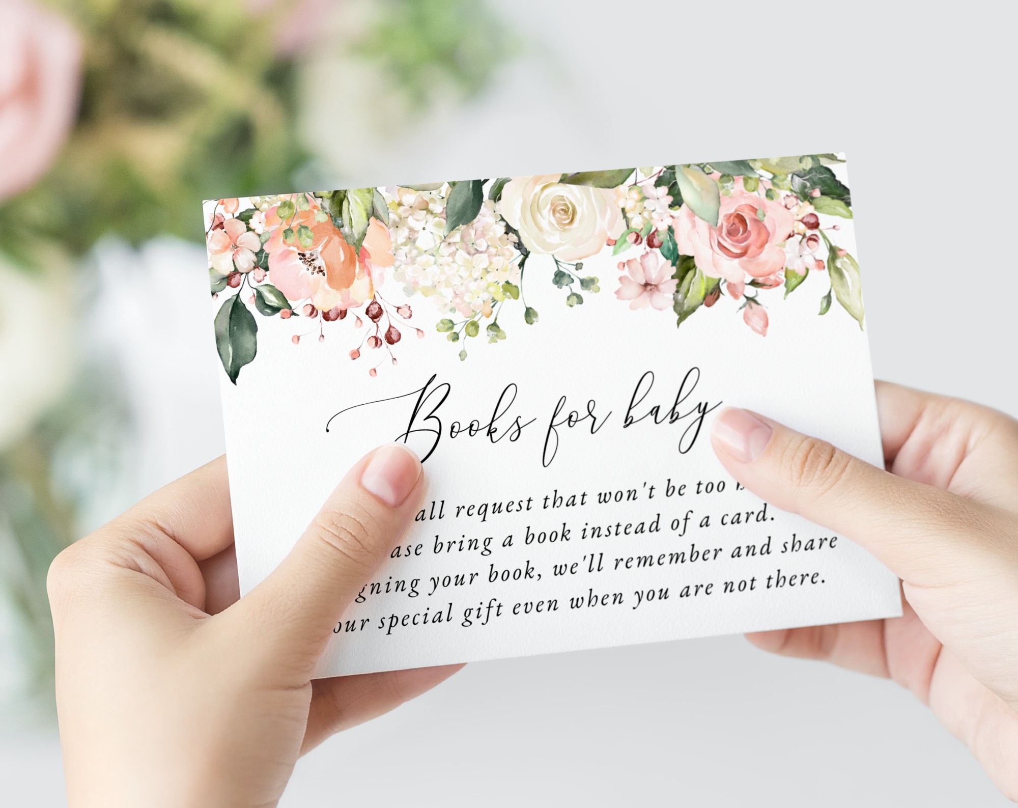 Pink, Orange and White Flowers Baby Shower Invitation Suite, Girl Baby Shower, Printable File, Edit Yourself, SH204