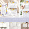 Purple and Yellow Flowers Baby Shower Mini Bundle, Girl Baby Shower, Printable File, Edit Yourself, SH206