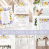 Purple and Yellow Flowers Baby Shower Mini Bundle, Girl Baby Shower, Printable File, Edit Yourself, SH206