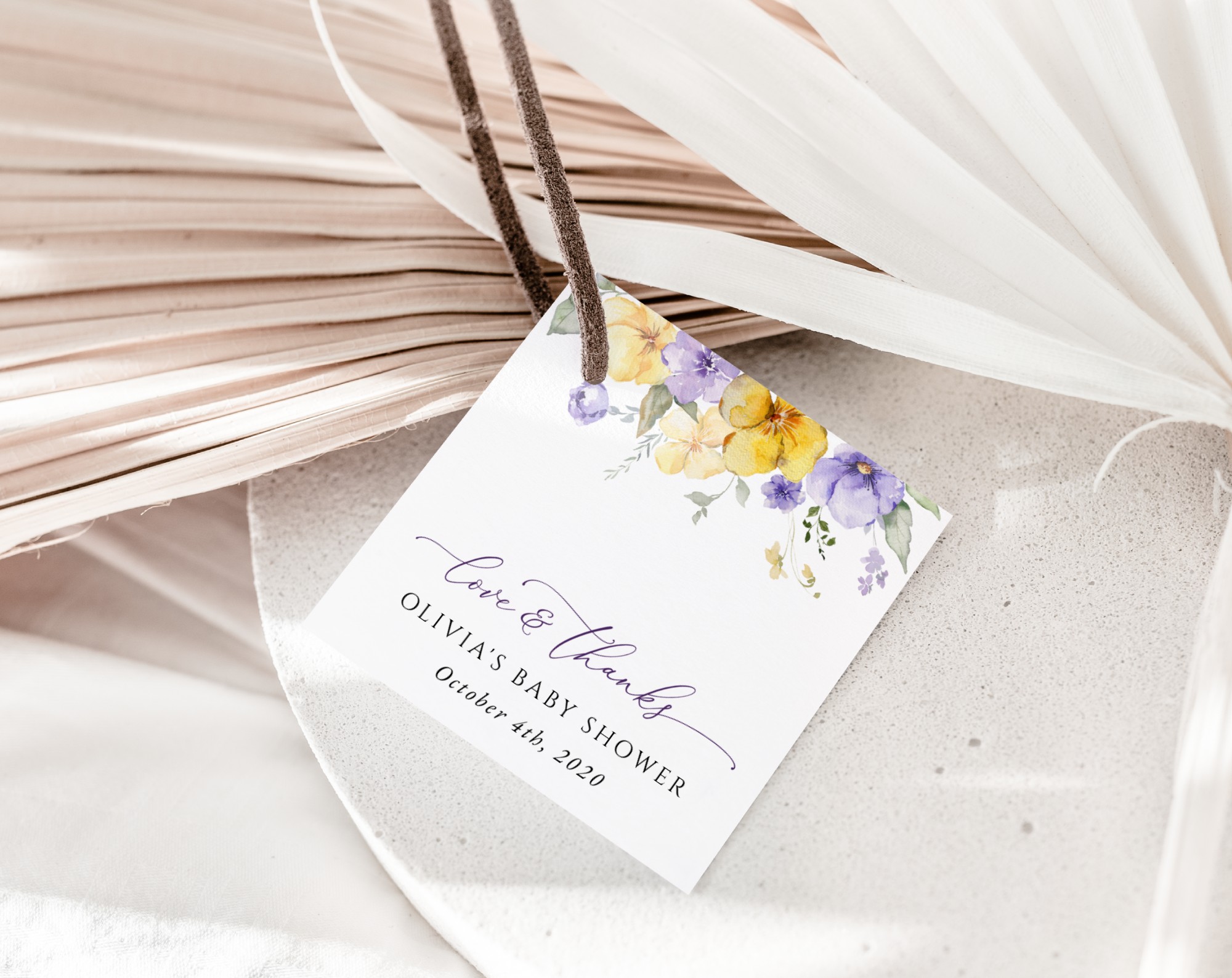 Purple and Yellow Flowers Favor Tags, Gift Tags, Girl Baby Shower, Printable File, Edit Yourself, SH206 Purple and Yellow Flowers Favor Tags, Gift Tags, Girl Baby Shower, Printable File, Edit Yourself, SH206