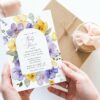 Purple and Yellow Flowers Baby Shower Invite, Girl Baby Shower, Printable File, Edit Yourself, SH206