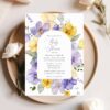 Purple and Yellow Flowers Baby Shower Invite, Girl Baby Shower, Printable File, Edit Yourself, SH206
