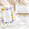 Purple and Yellow Flowers Baby Shower Invitation Suite, Girl Baby Shower, Printable File, Edit Yourself, SH206