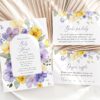 Purple and Yellow Flowers Baby Shower Invitation Set, Girl Baby Shower, Printable File, Edit Yourself, SH206