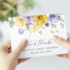 Purple and Yellow Flowers Thank You Card, Girl Baby Shower, Printable File, Edit Yourself, SH206