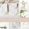 White Flowers Baby Shower Mini Bundle, Girl Baby Shower, Printable File, Edit Yourself, SH207