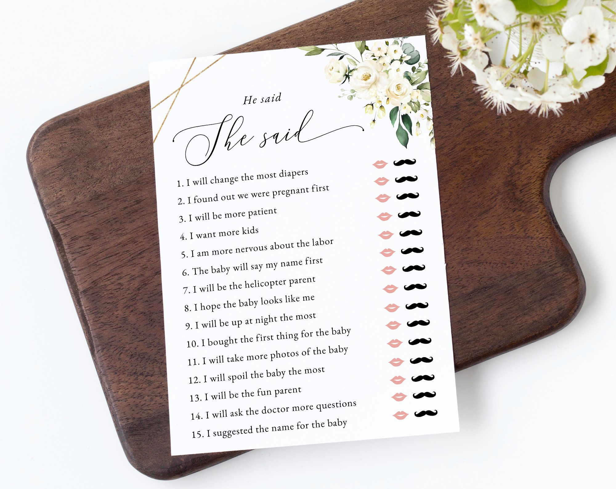 White Flowers Baby Shower Games, Set of 3 Games, Girl Baby Shower, Printable File, Edit Yourself, SH207 SH208 White Flowers Baby Shower Games, Set of 3 Games, Girl Baby Shower, Printable File, Edit Yourself, SH207 SH208
