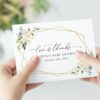 White Flowers Thank You Card, Girl Baby Shower, Printable File, Edit Yourself, SH207