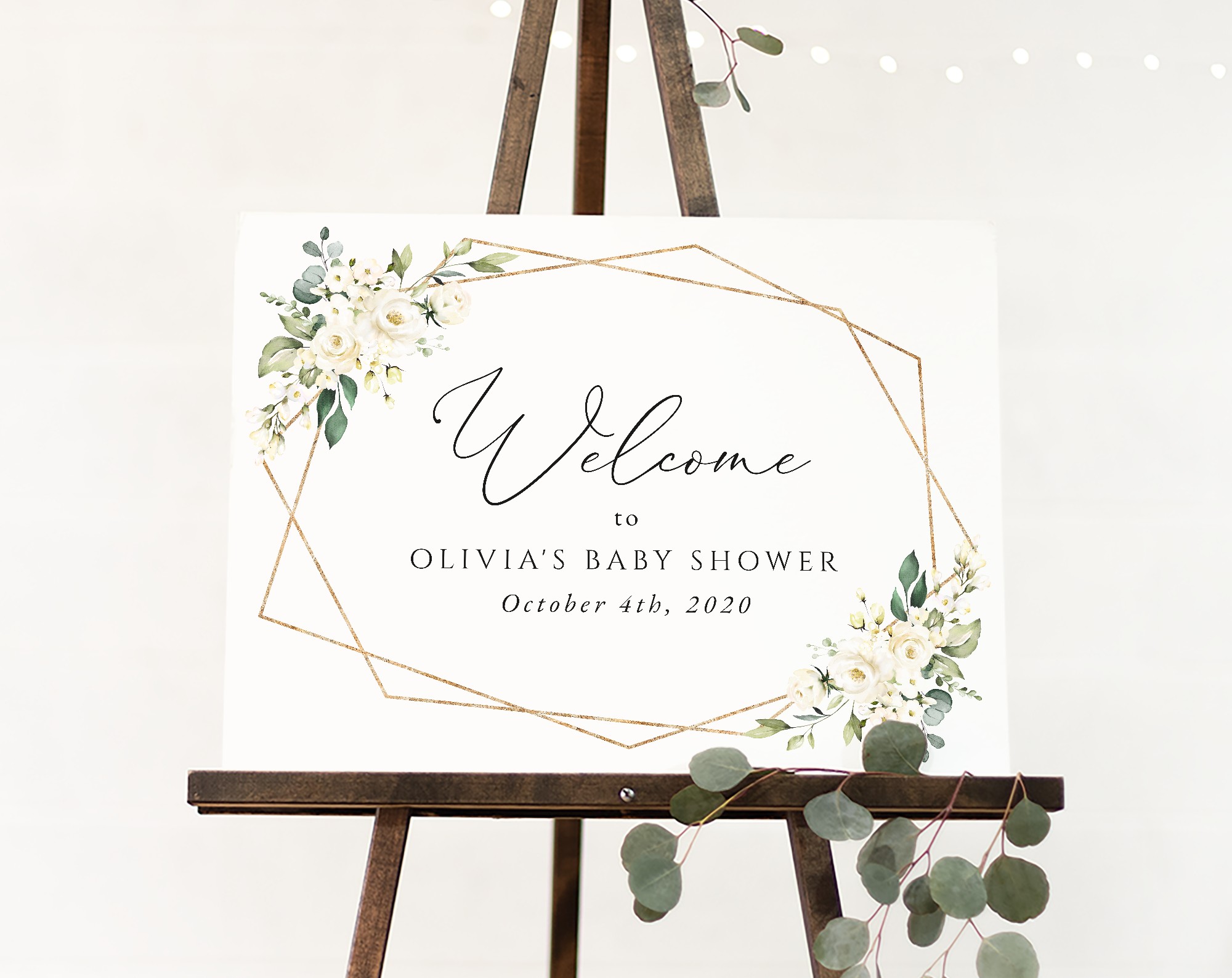 White Flowers Welcome Sign, Baby Shower Sign, Girl Baby Shower, Printable File, Edit Yourself, SH207 White Flowers Welcome Sign, Baby Shower Sign, Girl Baby Shower, Printable File, Edit Yourself, SH207