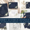 Navy and White Flowers Baby Shower Mini Bundle, Girl Baby Shower, Printable File, Edit Yourself, SH208