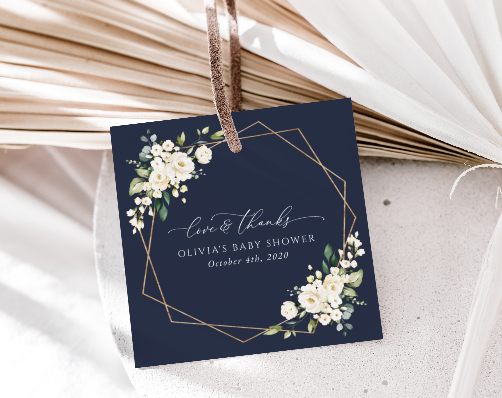 Navy and White Flowers Favor Tags, Gift Tags, Girl Baby Shower, Printable File, Edit Yourself, SH208 Navy and White Flowers Favor Tags, Gift Tags, Girl Baby Shower, Printable File, Edit Yourself, SH208