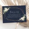 Navy and White Flowers Baby Shower Invitation Suite, Girl Baby Shower, Printable File, Edit Yourself, SH208