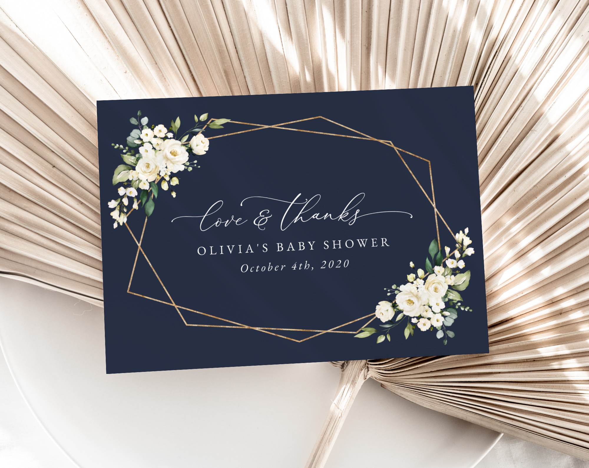 Navy and White Flowers Thank You Card, Girl Baby Shower, Printable File, Edit Yourself, SH208 Navy and White Flowers Thank You Card, Girl Baby Shower, Printable File, Edit Yourself, SH208