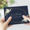 Navy and White Flowers Thank You Card, Girl Baby Shower, Printable File, Edit Yourself, SH208