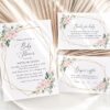 Pink Flowers Baby Shower Invitation Suite, Girl Baby Shower, Printable File, Edit Yourself, SH209