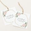 Pink Flowers Favor Tags, Gift Tags, Party Tags, Girl Baby Shower, Printable File, Edit Yourself, SH209