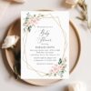 Pink Flowers Baby Shower Invitation, Girl Baby Shower, Printable File, Edit Yourself, SH209