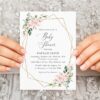 Pink Flowers Baby Shower Invitation, Girl Baby Shower, Printable File, Edit Yourself, SH209