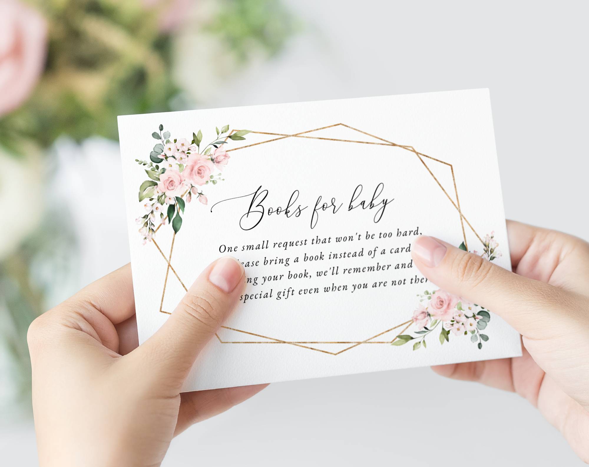 Pink Flowers Baby Shower Invitation Suite, Girl Baby Shower, Printable File, Edit Yourself, SH209