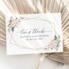 Pink Flowers Thank You Card, Girl Baby Shower, Printable File, Edit Yourself, SH209