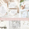 Pink Flowers and Gold Confetti Baby Shower Mini Bundle, Girl Baby Shower, Printable File, Edit Yourself, SH210