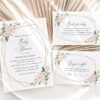 Pink Flowers and Gold Confetti Baby Shower Invitation Suite, Girl Baby Shower, Printable File, Edit Yourself, SH210