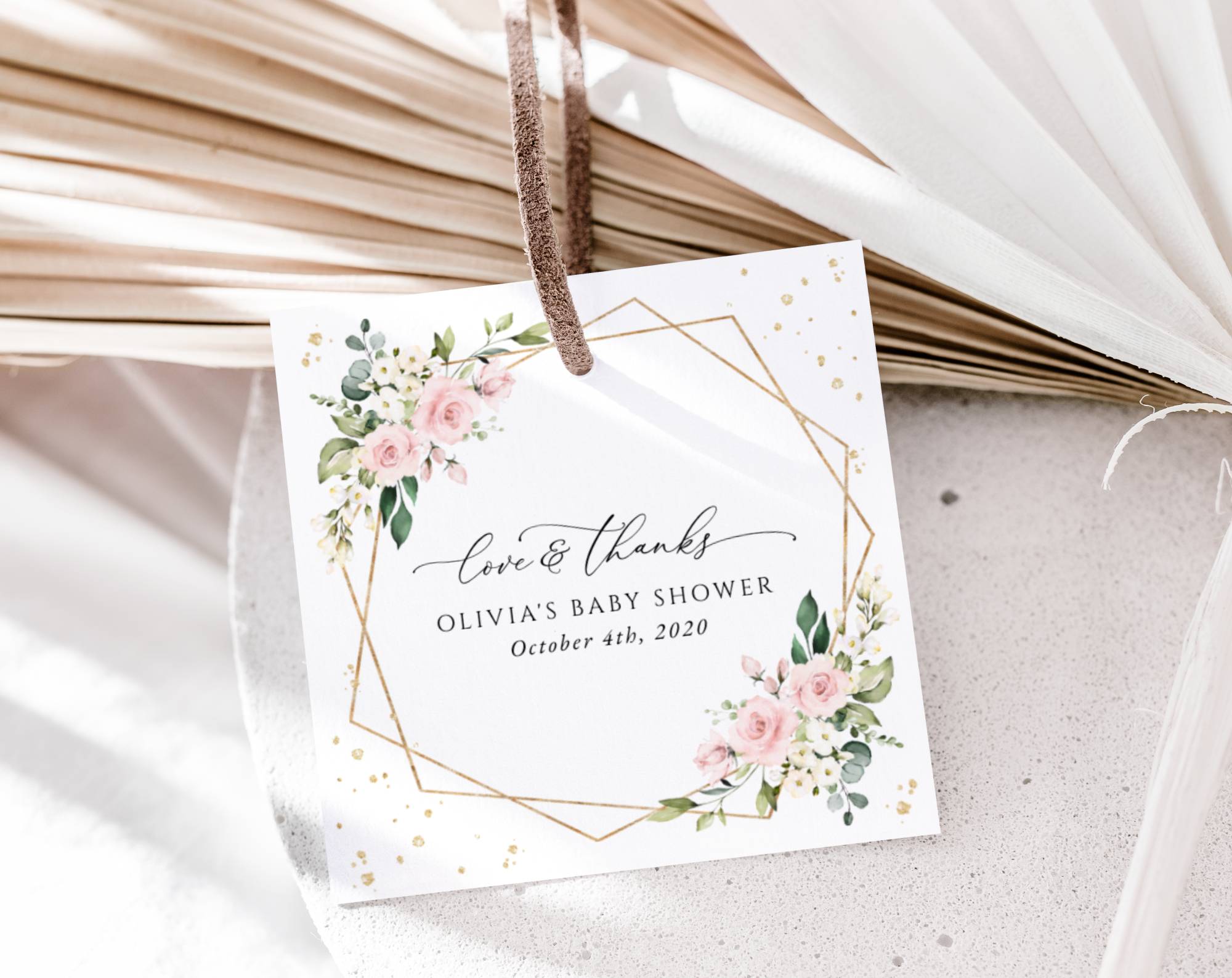 Pink Flowers and Gold Confetti Favor Tags, Gift Tags, Girl Baby Shower, Printable File, Edit Yourself, SH210 Pink Flowers and Gold Confetti Favor Tags, Gift Tags, Girl Baby Shower, Printable File, Edit Yourself, SH210