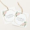 Pink Flowers and Gold Confetti Favor Tags, Gift Tags, Girl Baby Shower, Printable File, Edit Yourself, SH210