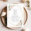 Pink Flowers and Gold Confetti Baby Shower Invitation, Girl Baby Shower, Printable File, Edit Yourself, SH210 Pink Flowers and Gold Confetti Baby Shower Invitation, Girl Baby Shower, Printable File, Edit Yourself, SH210