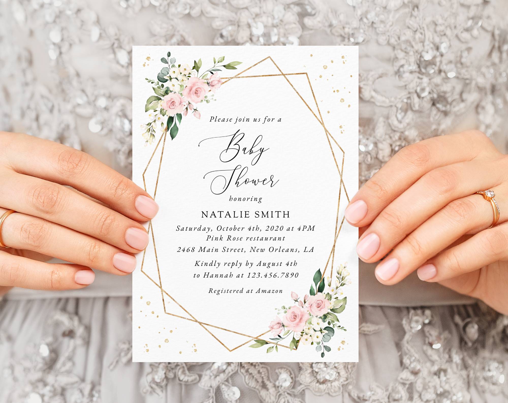 Pink Flowers and Gold Confetti Baby Shower Invitation, Girl Baby Shower, Printable File, Edit Yourself, SH210 Pink Flowers and Gold Confetti Baby Shower Invitation, Girl Baby Shower, Printable File, Edit Yourself, SH210