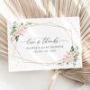 Pink Flowers and Gold Confetti Thank You Card, Girl Baby Shower, Printable File, Edit Yourself, SH210 Pink Flowers and Gold Confetti Thank You Card, Girl Baby Shower, Printable File, Edit Yourself, SH210