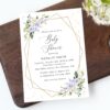 Purple Flowers and Gold Confetti Baby Shower Invitation, Girl Baby Shower, Printable File, Edit Yourself, SH212