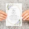 Purple Flowers and Gold Confetti Baby Shower Invitation, Girl Baby Shower, Printable File, Edit Yourself, SH212