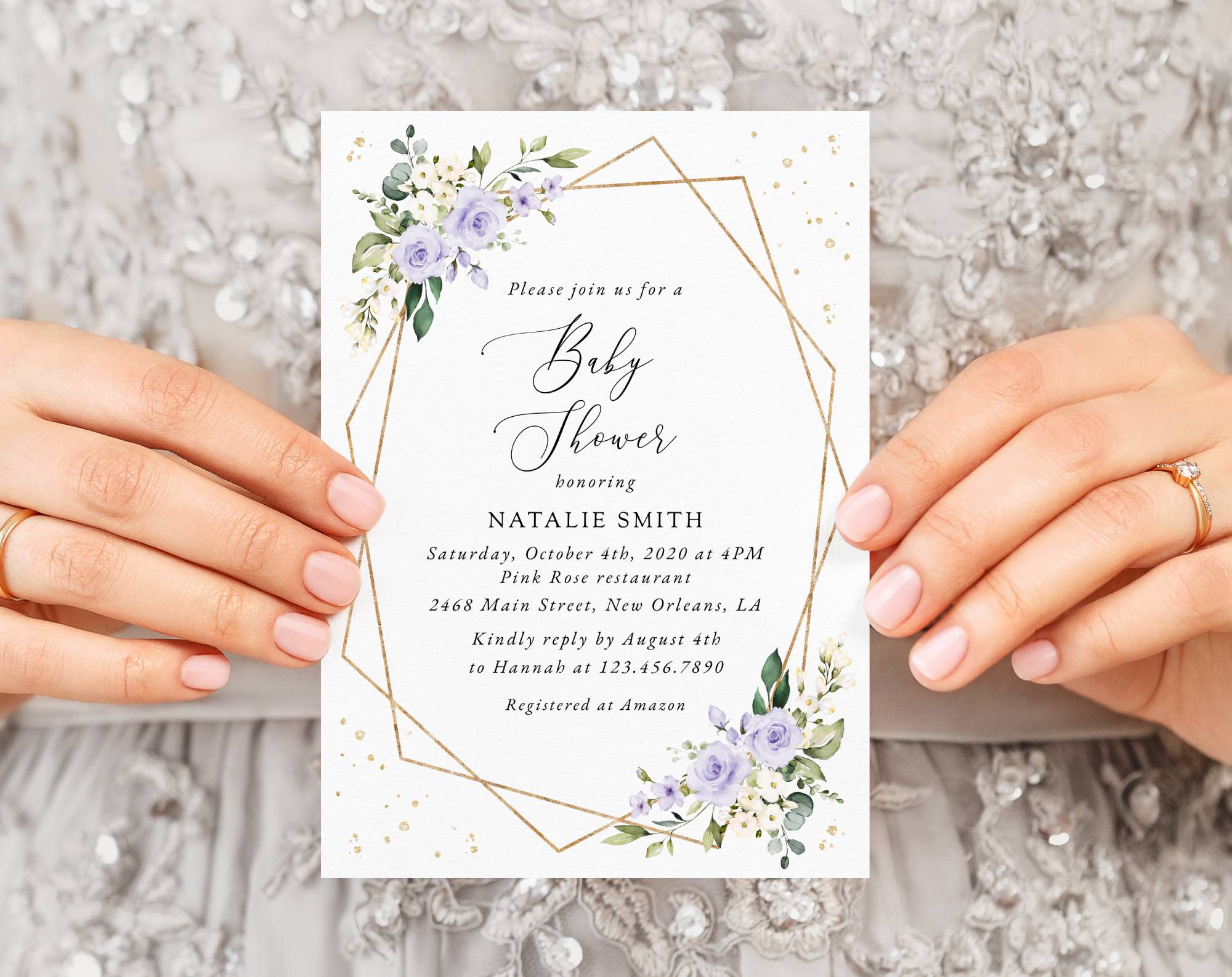 Purple Flowers and Gold Confetti Baby Shower Invitation, Girl Baby Shower, Printable File, Edit Yourself, SH212 Purple Flowers and Gold Confetti Baby Shower Invitation, Girl Baby Shower, Printable File, Edit Yourself, SH212