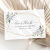 Purple Flowers and Gold Confetti Thank You Card, Girl Baby Shower, Printable File, Edit Yourself, SH212